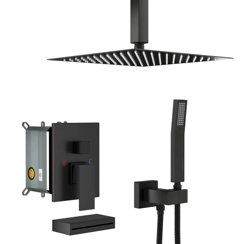 12 Inch Ceiling Mount Square Shower System Waterfall Tub Spout lordear
