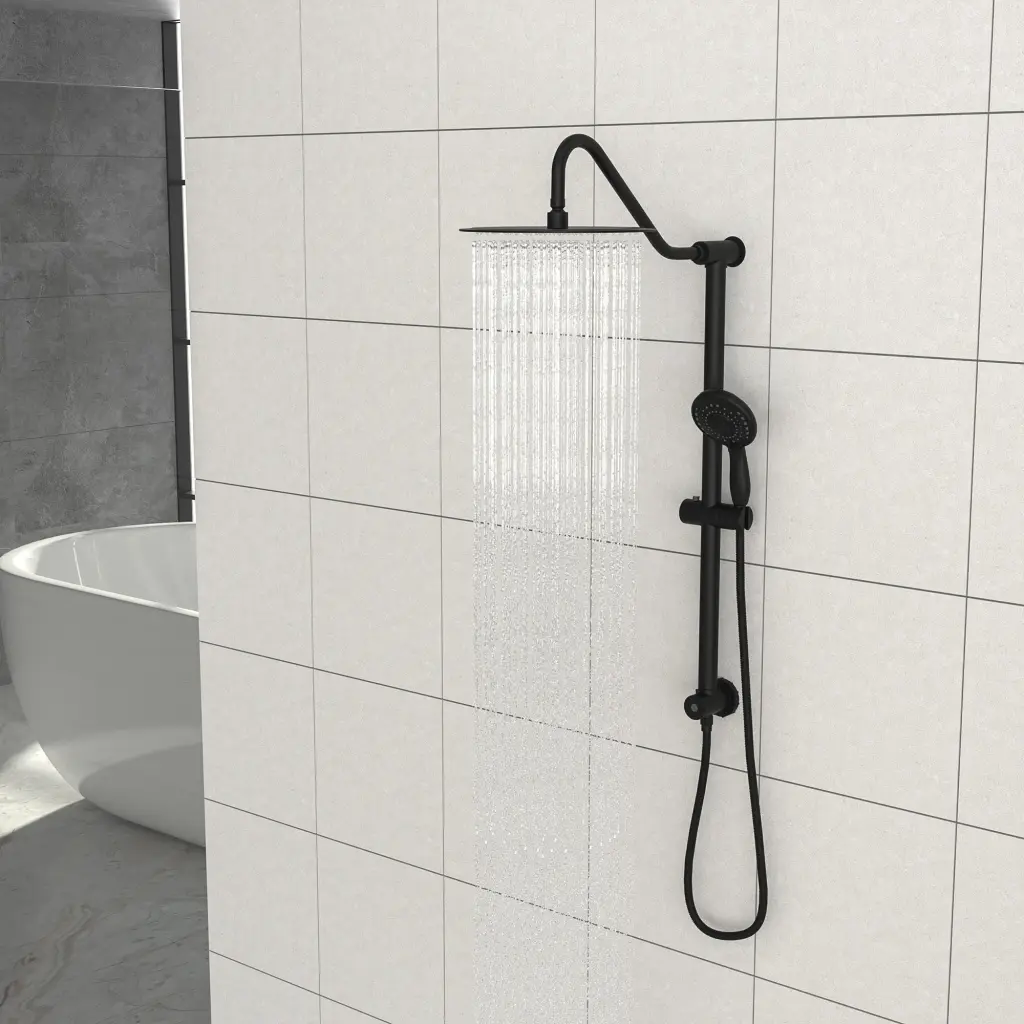 10 Inch Shower System 5 Function Rain Hand Shower 26.3" Slide Bar lordear