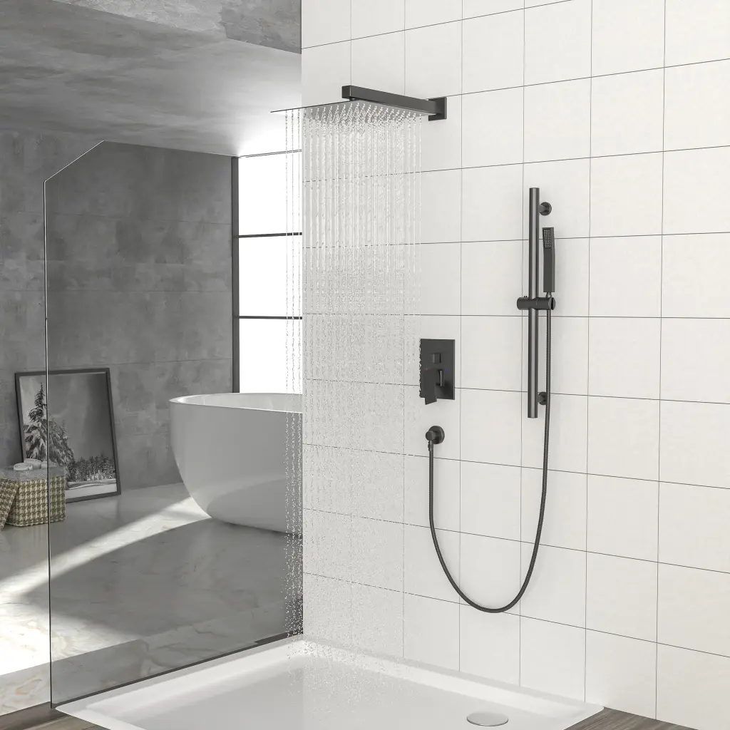 12 Inch Wall Mounted Square Shower System Adjustable Slide Bar lordear