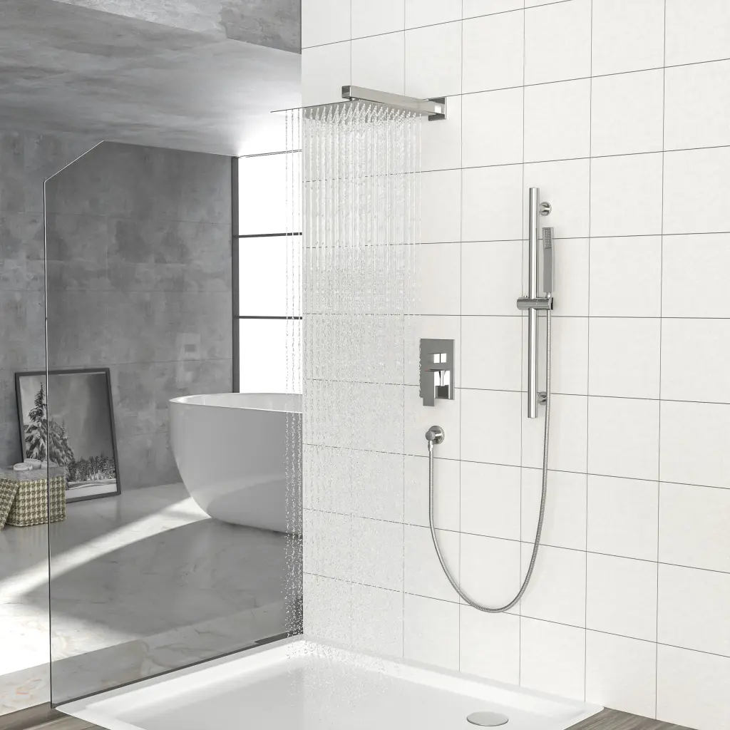10 Inch Wall Mounted Square Shower System Adjustable Slide Bar lordear