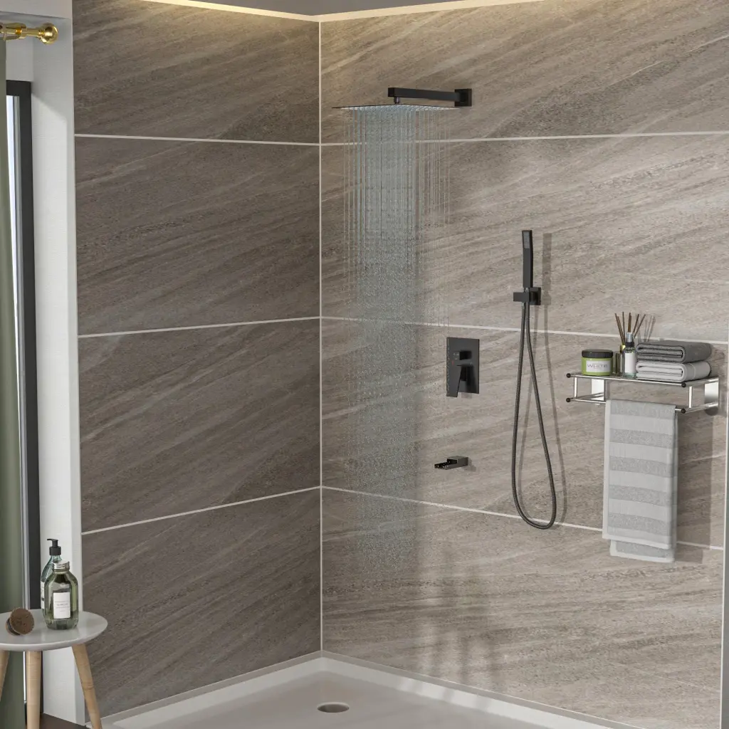 12 Inch Wall Mounted Square Shower System Waterfall Tub Spout lordear