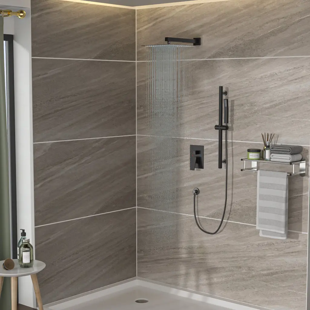 Shower System Adjustable Slide Bar 10 Inch Wall Mounted Square Shower Head lordear