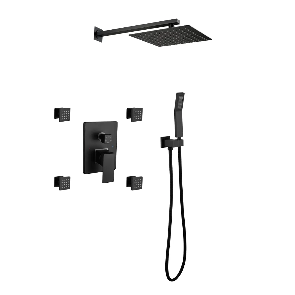 10 Inch Matte Black Full Body Shower System Body Jets Luxurious Bathroom rnb