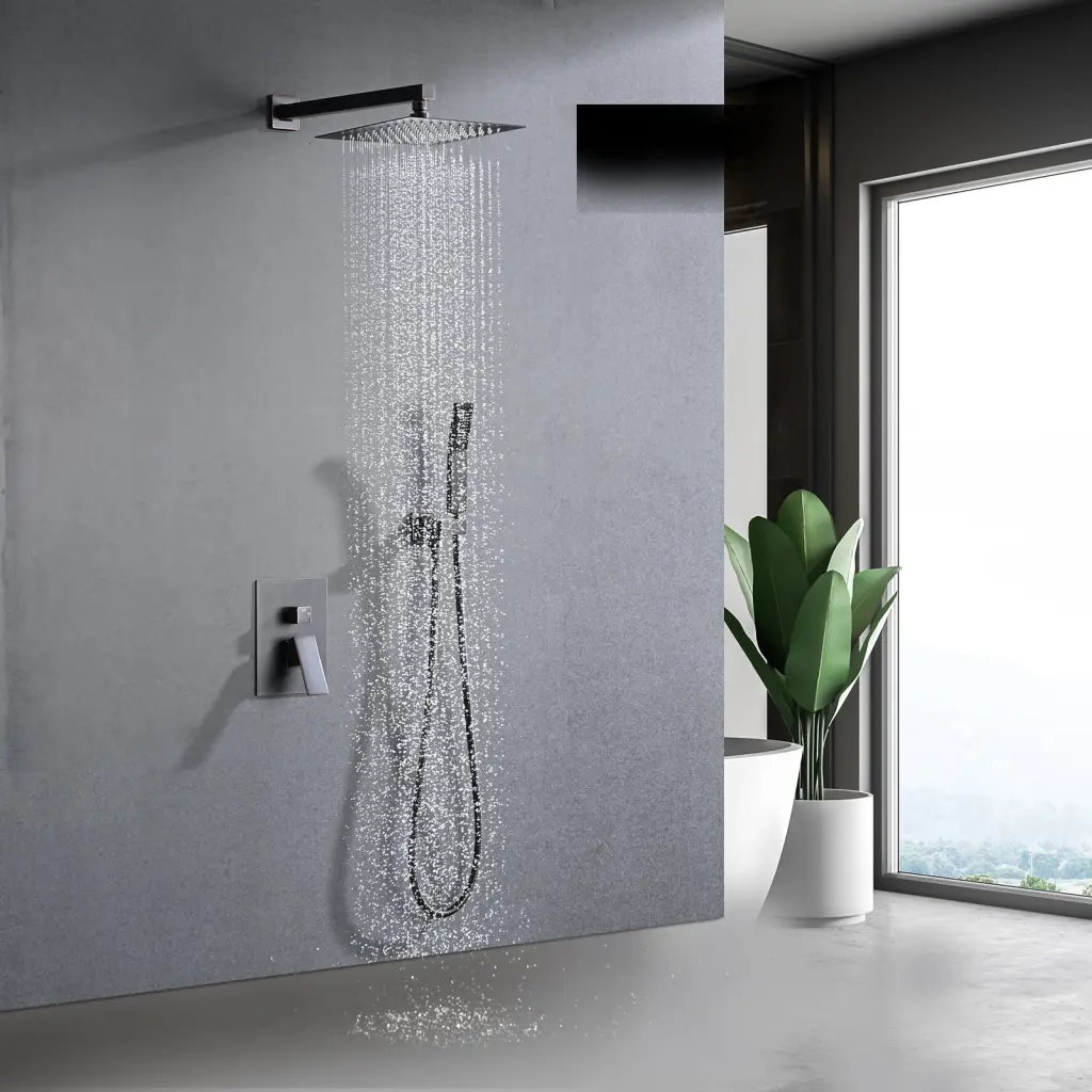 Shower System Shower Faucet Combo Set Wall Mounted 10 Inch Rainfall Showerhead rnb