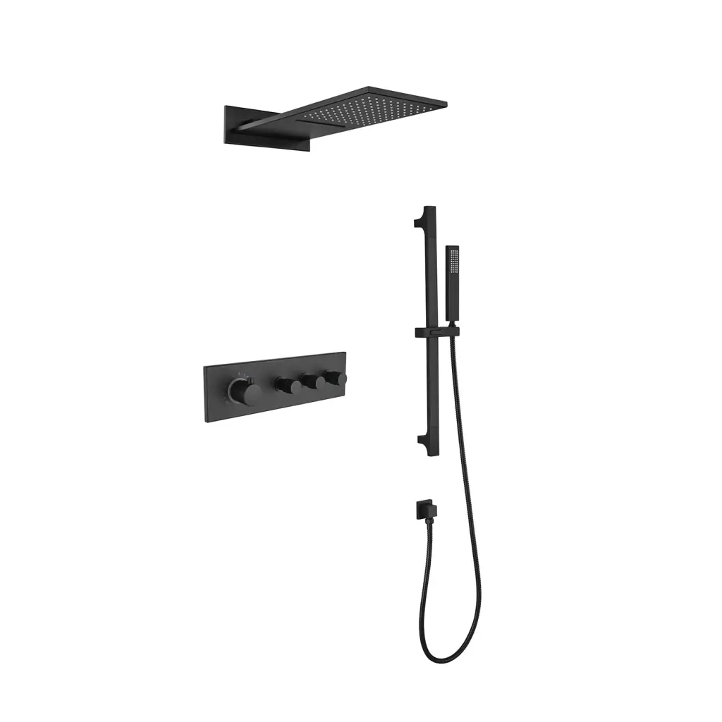 Square Premium Rain Mixer Shower Combo Set Bathroom rnb