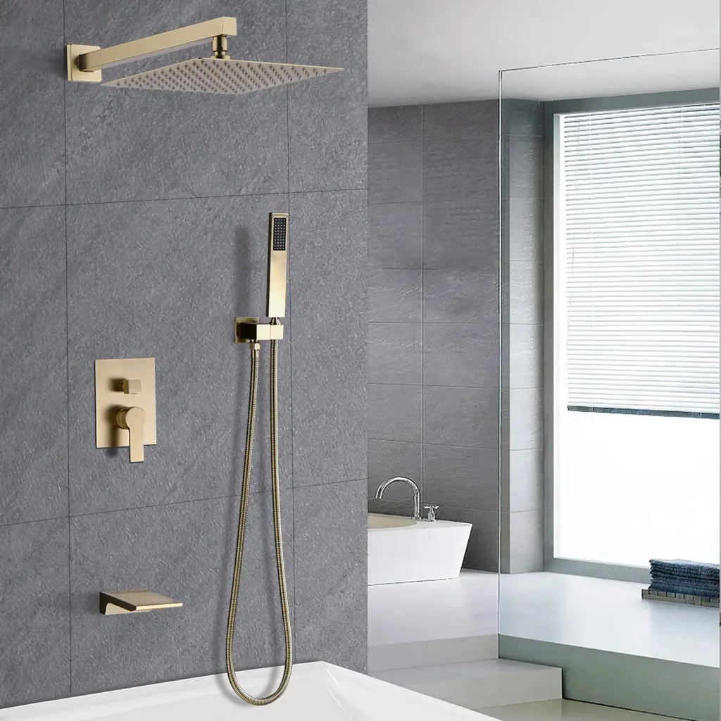 12 Inch Shower System Handheld Shower Head Brushed Gold Stainless Steel sihua sanitary ware