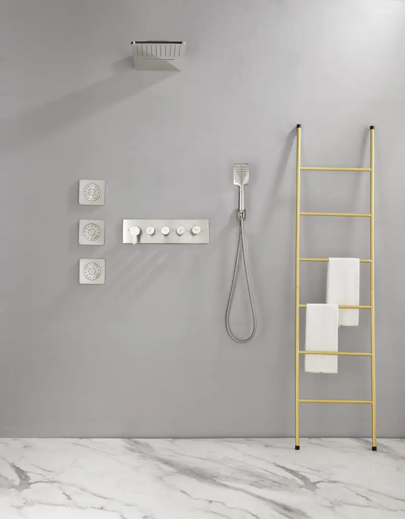 Wall Mounted Waterfall Rain Shower System 3 Body Sprays and Handheld w1272-deen