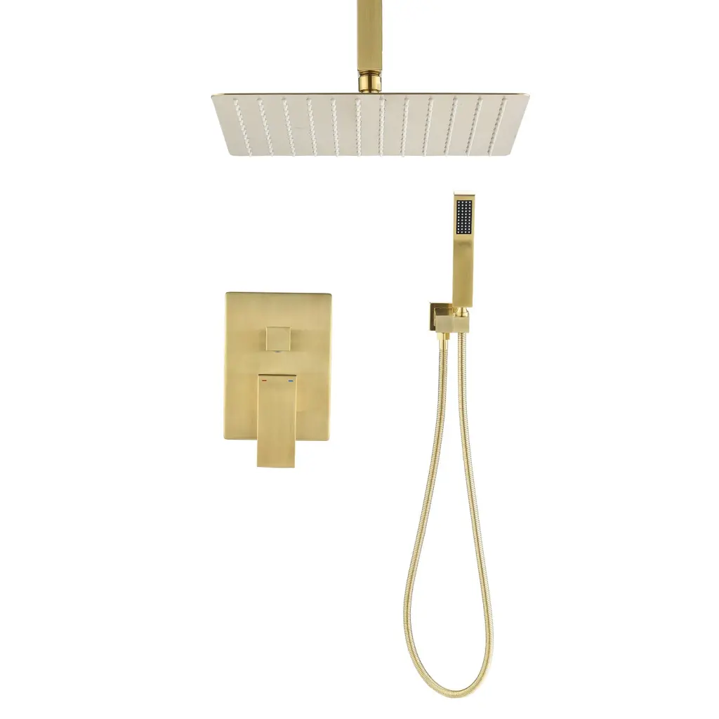 Ceiling Mounted Shower System Combo Set Handheld and 12 Inch Rain Shower Head w2287