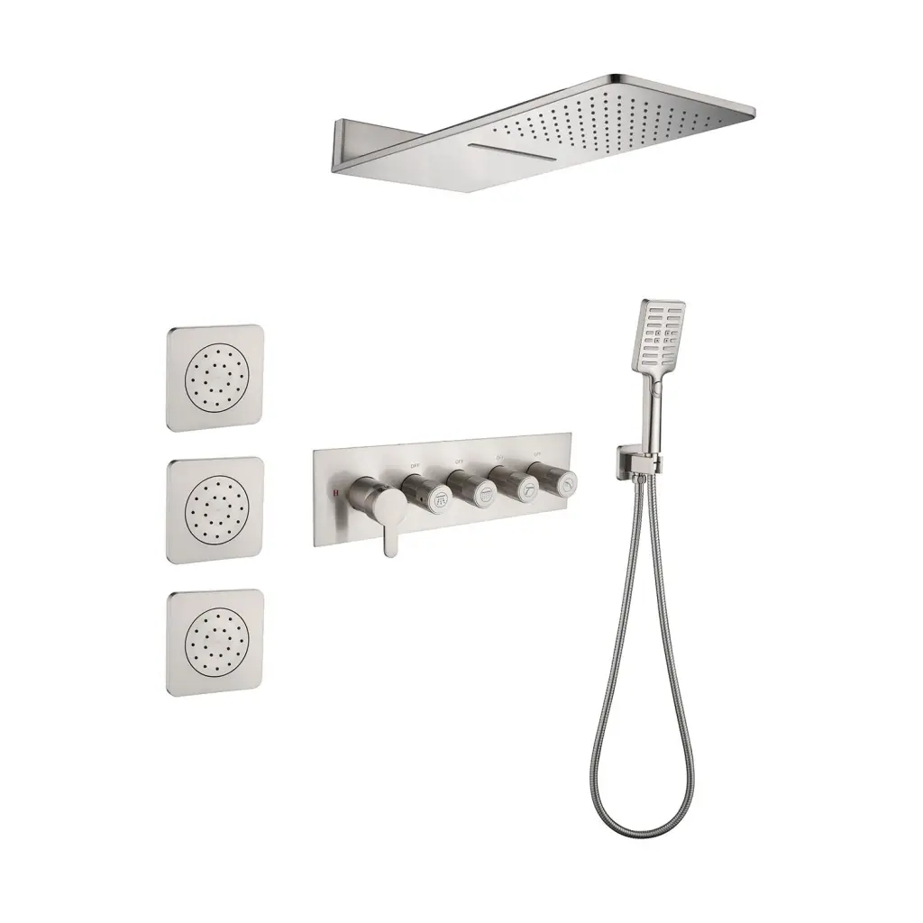 Wall Mounted Waterfall Rain Shower System 3 Body Sprays And Handheld Shower w2287