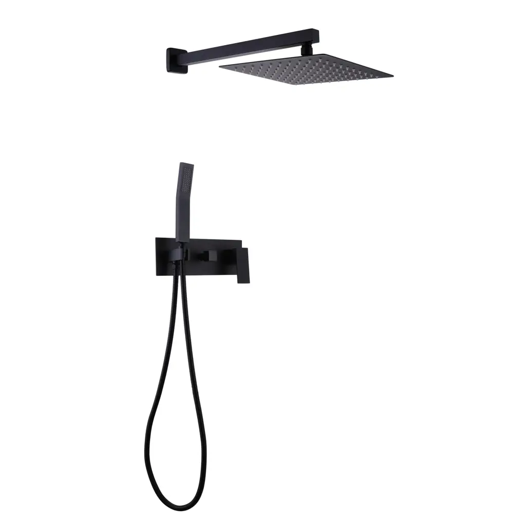 Trustmade 12 Inches Matte Black Shower System Premium Rain Mix Bathroom Fixture w969 -modern muse-