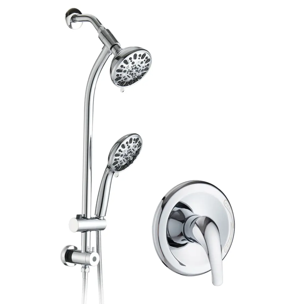 5 Inch Chrome Rain Showerhead Handheld Shower 7 Spray Modes Stainless Steel bathininc