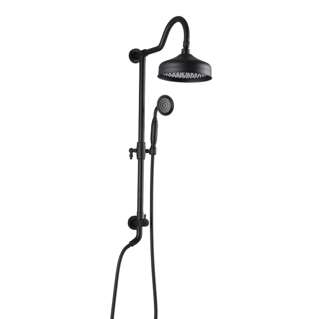 Matte Black 8 Inch Rain Showerhead Handheld Sprayer Slide Bar Valve bathininc