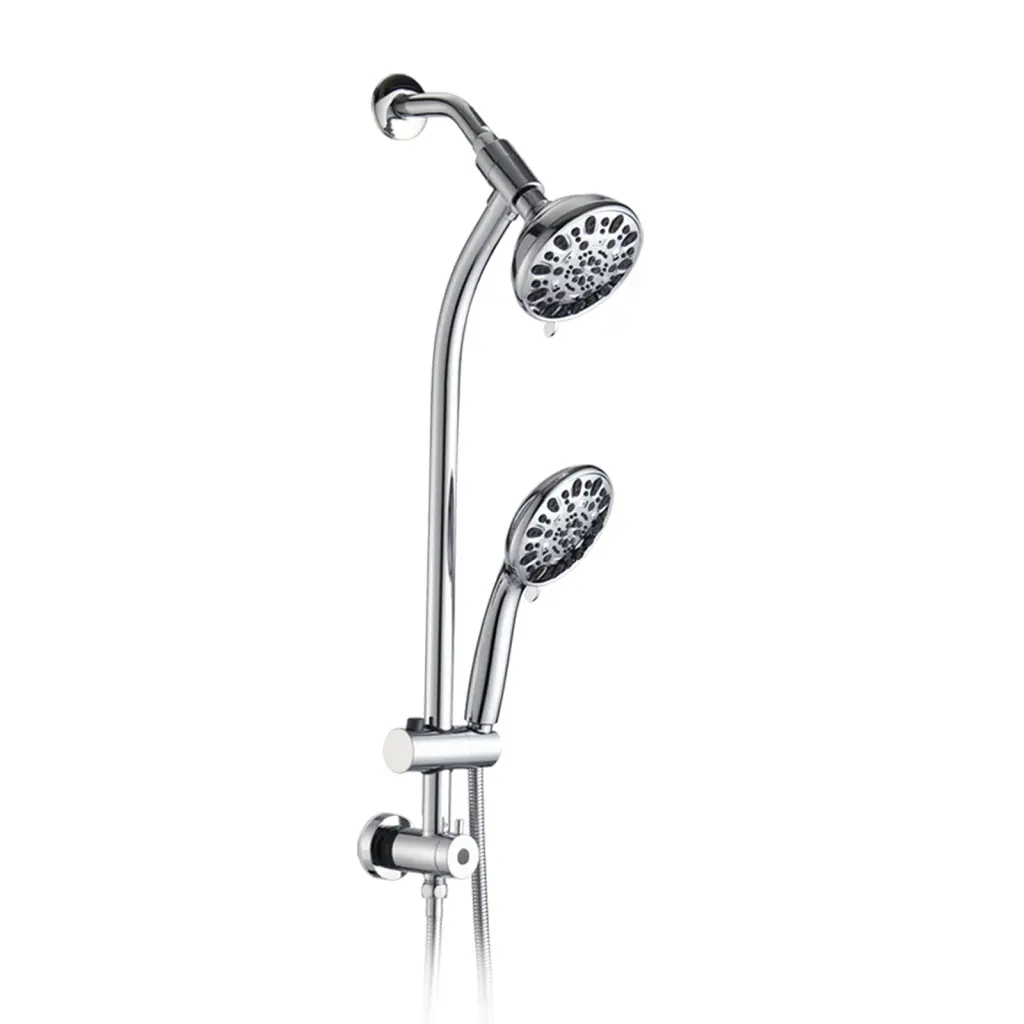 Drill Free Stainless Steel Slide Bar Combo Rain Showerhead 7 Settings kooleasy