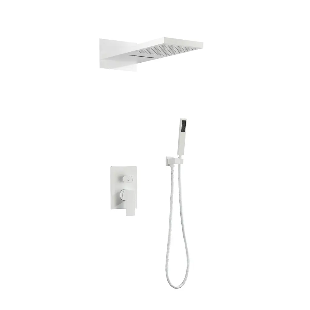 Wall Mounted Waterfall Rain Shower System White Wall Mounted Bathroom Showerhead w2287