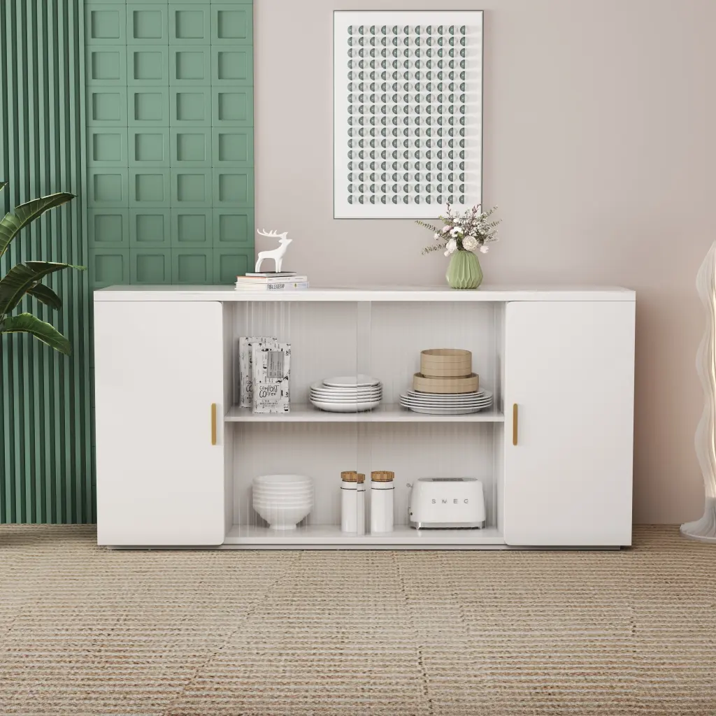 Wooden Side Cabinets Glass Doors Dust Prevention Modern ylf fff