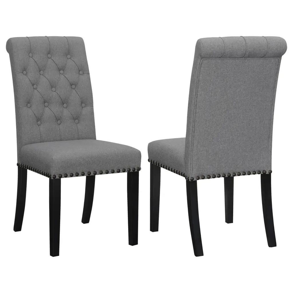 Grey And Rustic Espresso Tufted Side Chairs Set 2 Solid Grey Espresso furniture max