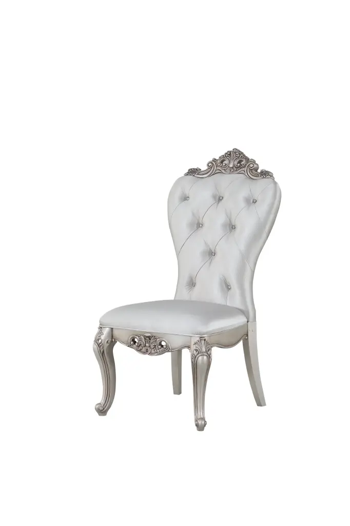 Wooden Side Chairs Button Tufting Set Two Cream and White Elegant Seating royal hampton