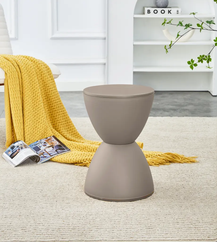 Contemporary Modern Accent Prince Stool Beige Side Table End Table d-n furniture
