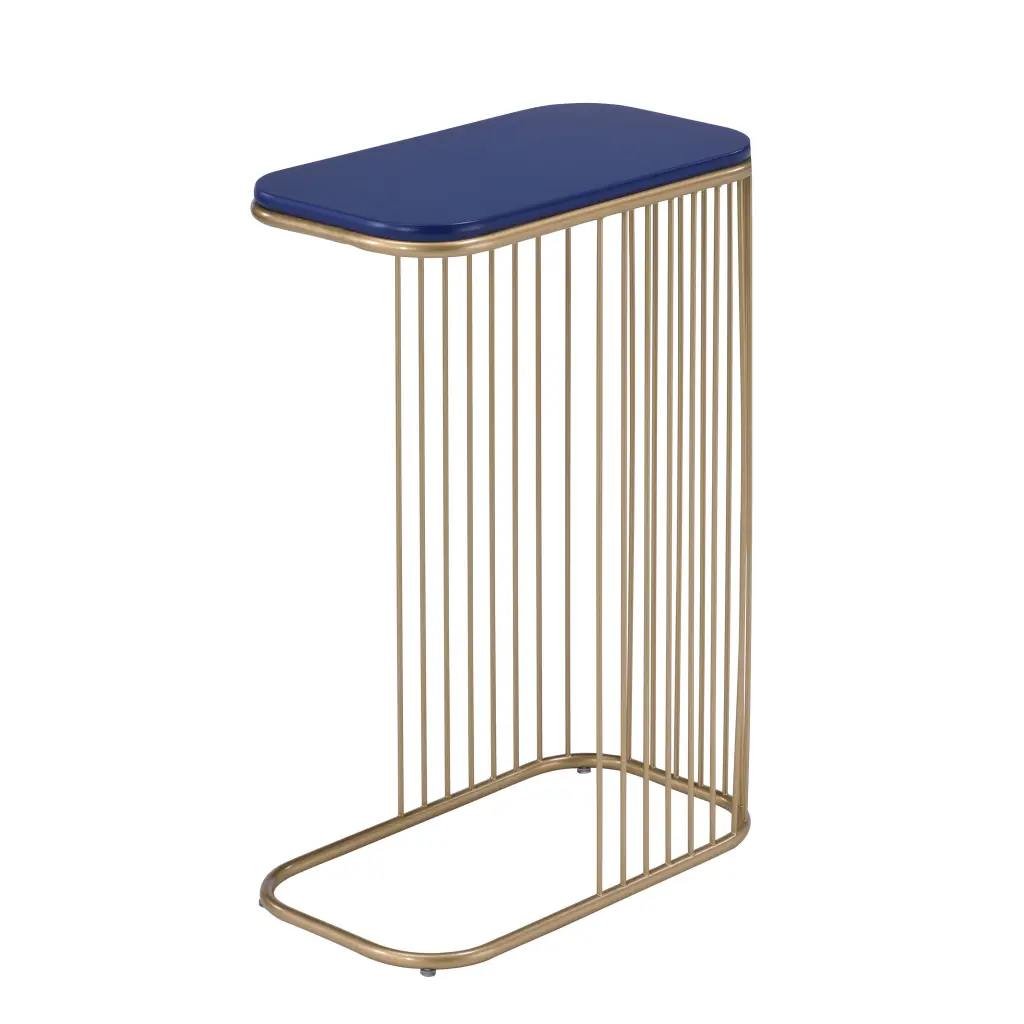 Blue and Gold C Table Metal Base Living Space Side Table furniture max