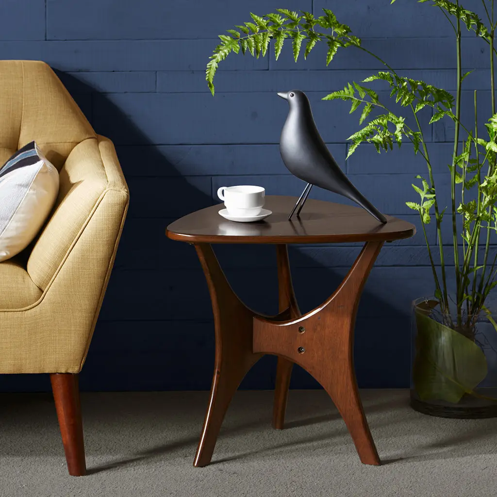 Triangle Wood Side Table Brown Wood Modern End Table Living Room Bedroom jla