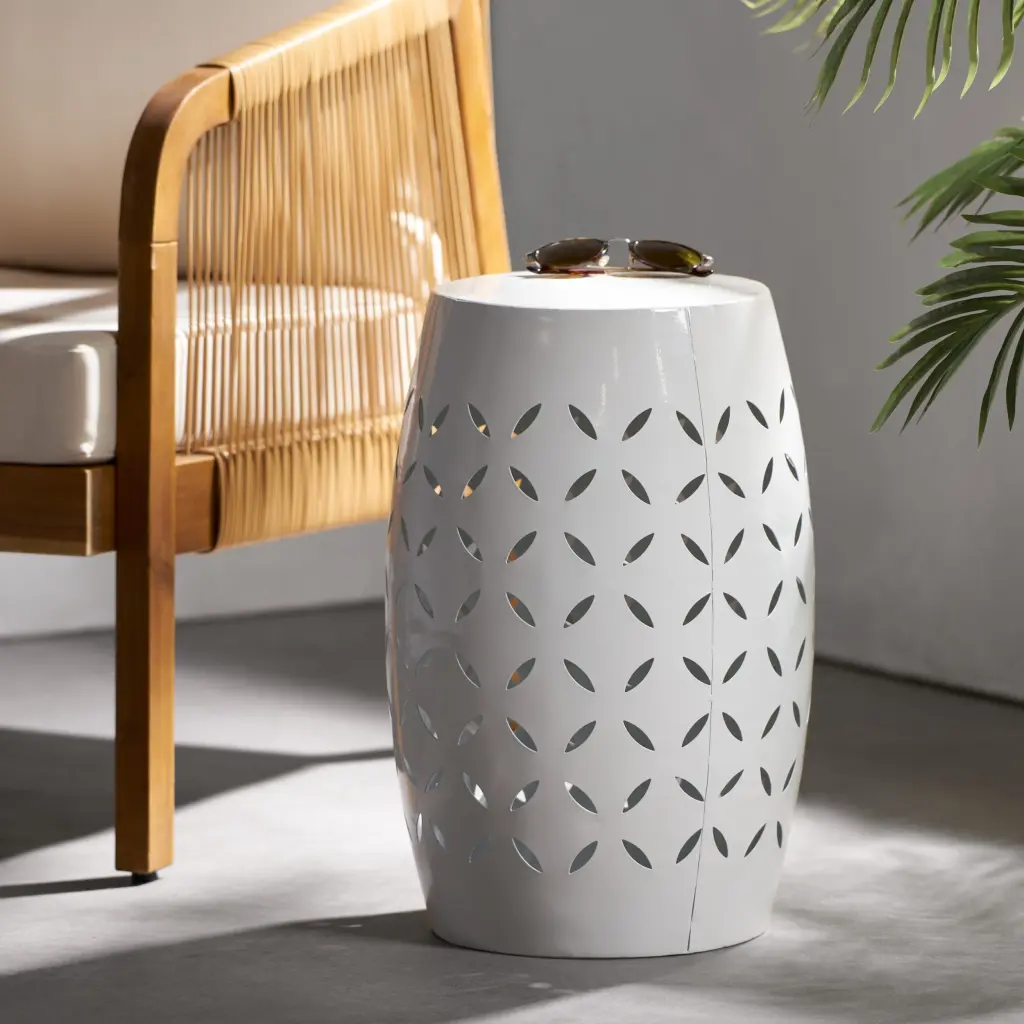 Lilac 12 Inch Side Table White Iron Finish nh-cloudhouse