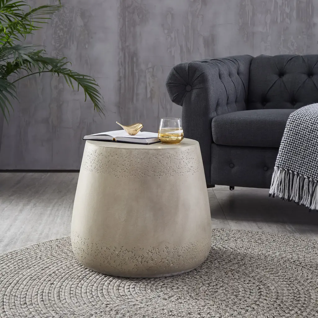 Orion Light Gray Magnesium Oxide Side Table nh-cloudhouse