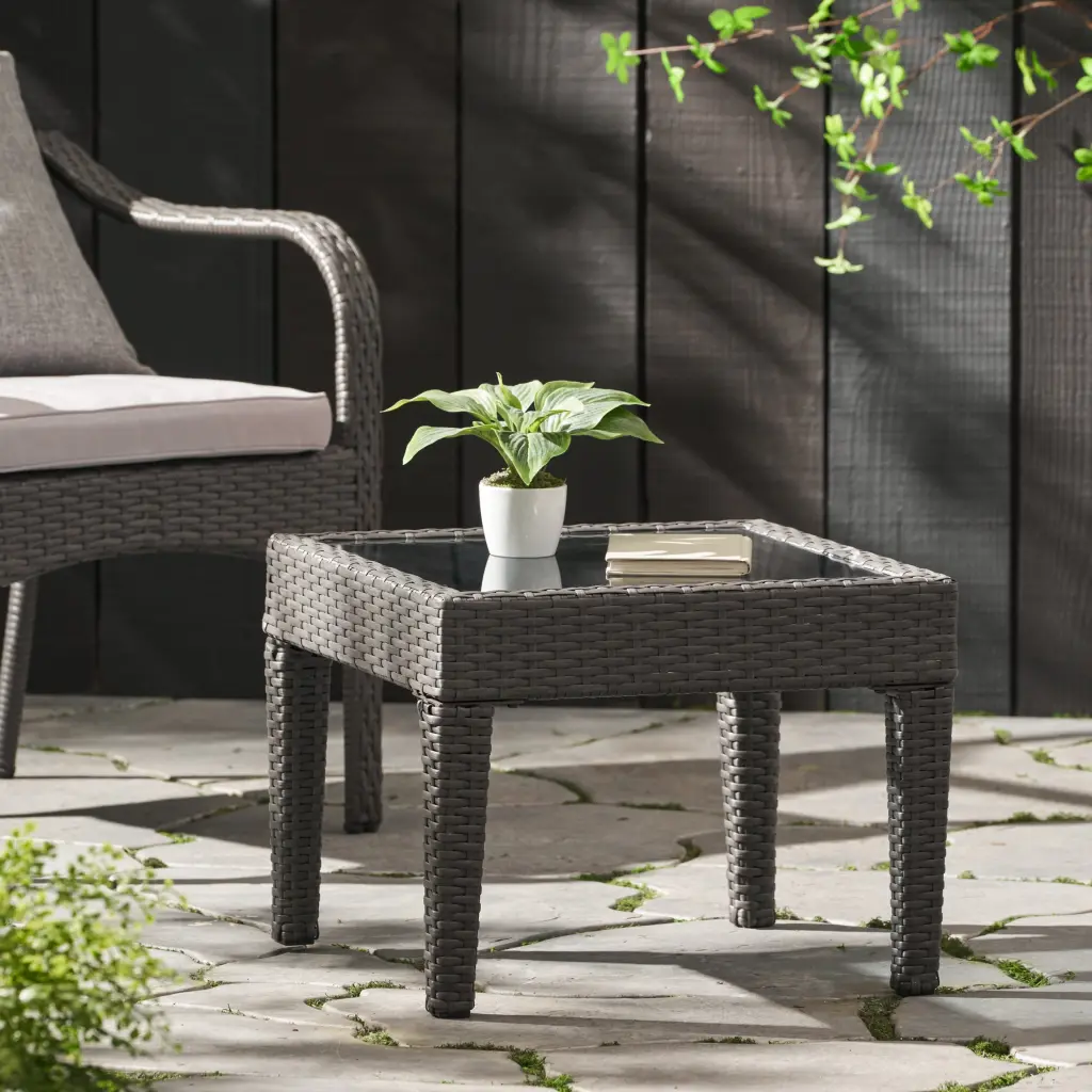 Antibes Accent Table Brown Multi Rattan Side Table Home Decor nh-gardenpara