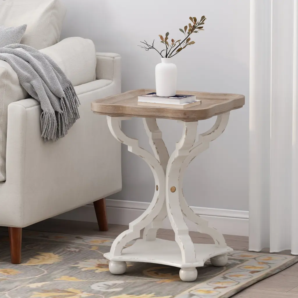 Accent Table Natural White Mdf Side Table Living Room Decor nh-inmax