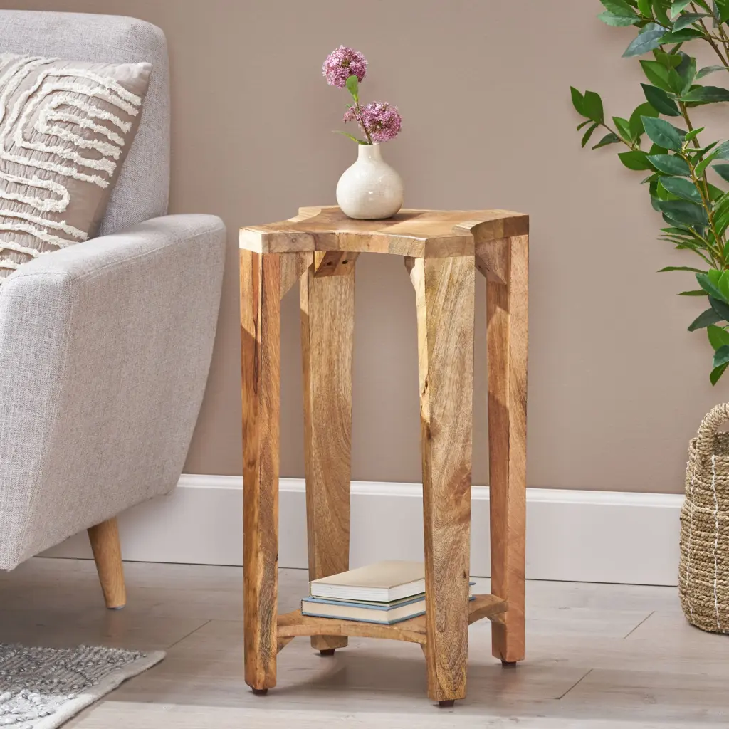 Side Table Natural Wood Small End Table Living Room Bedroom Nightstand nh-perfect home