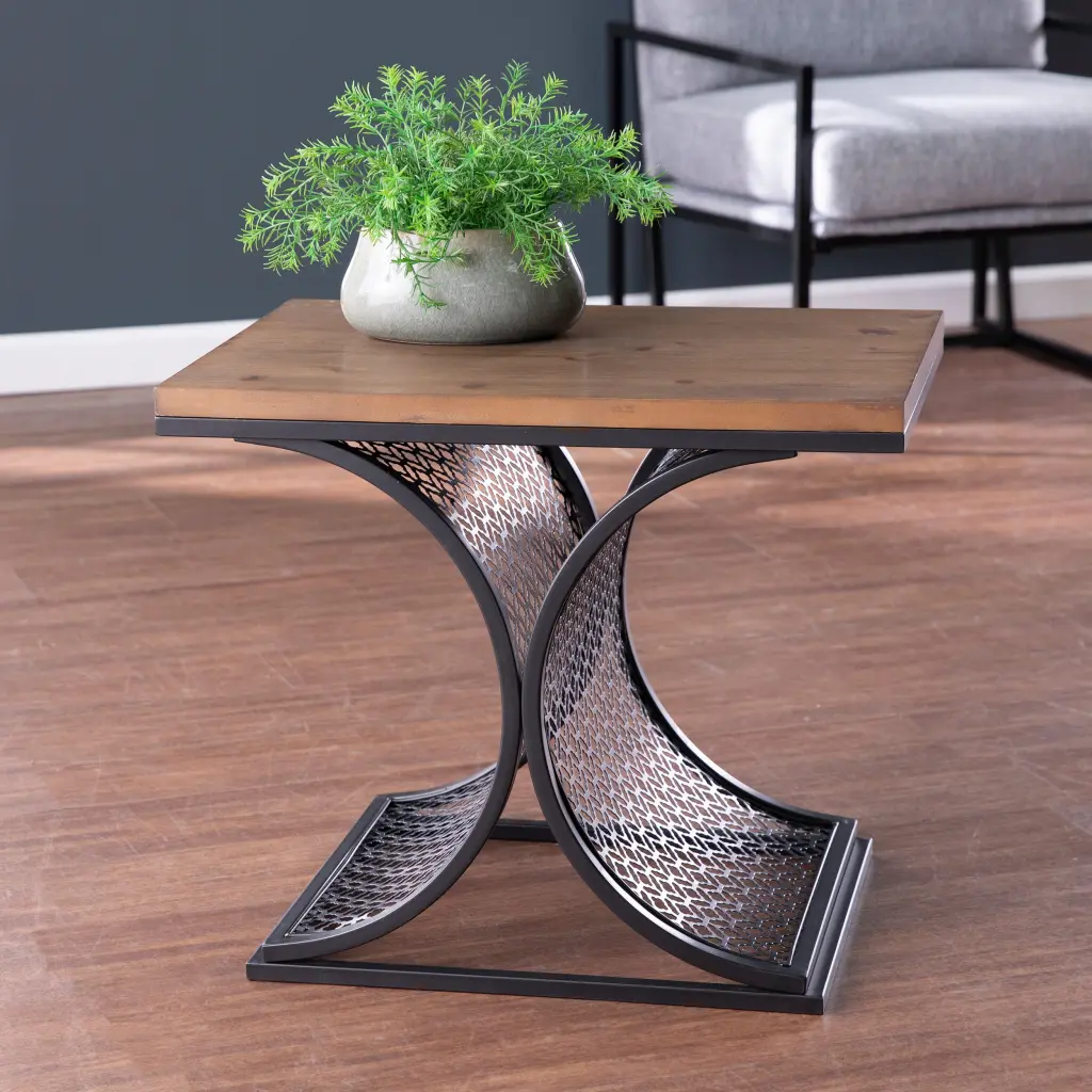 Chapnily Two Tone Accent Table Black MDF Side Table Living Room Decor sei