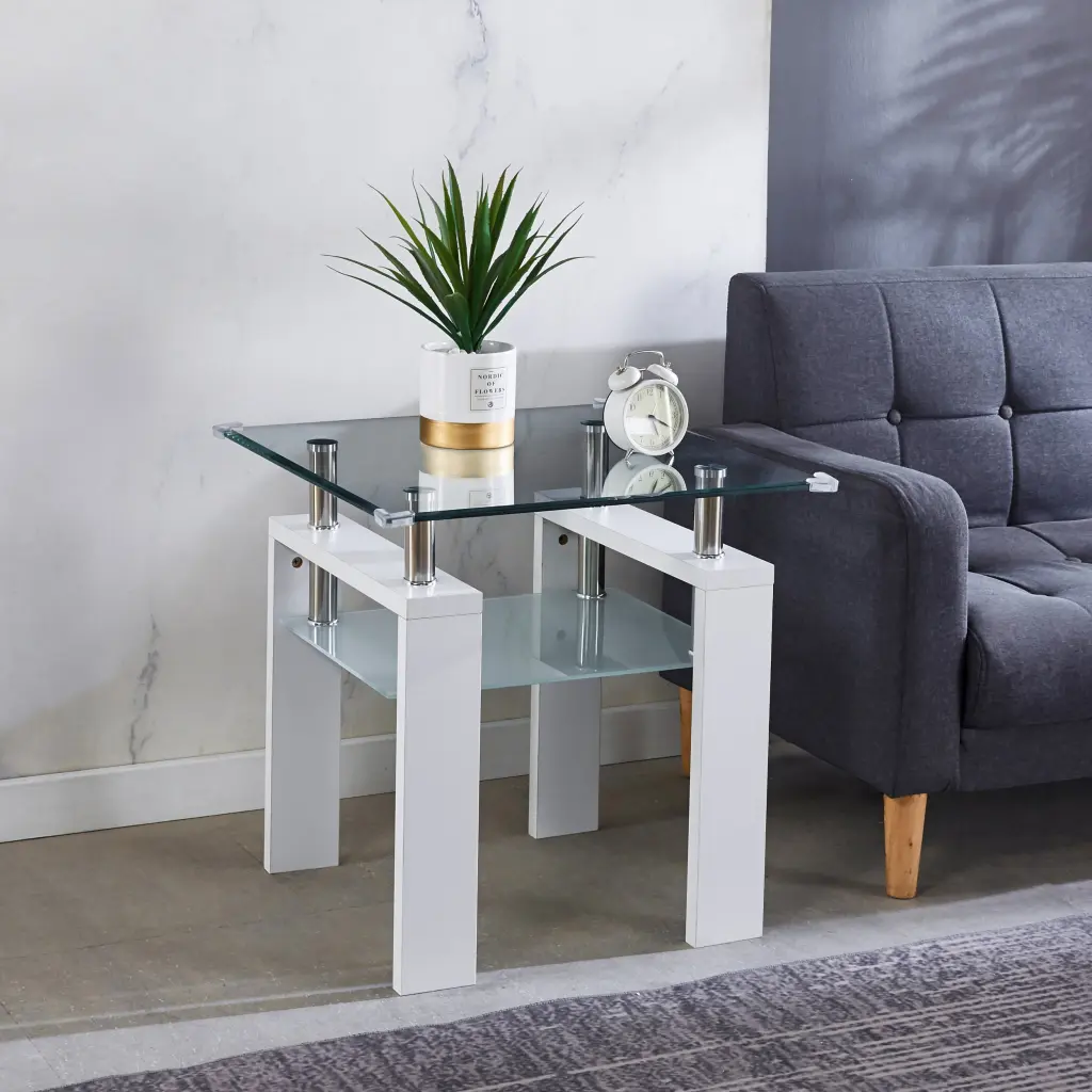 Light Weight White Side Table 24x24x2 Inches Living Room Couch Side Table w1241 artisan furniture