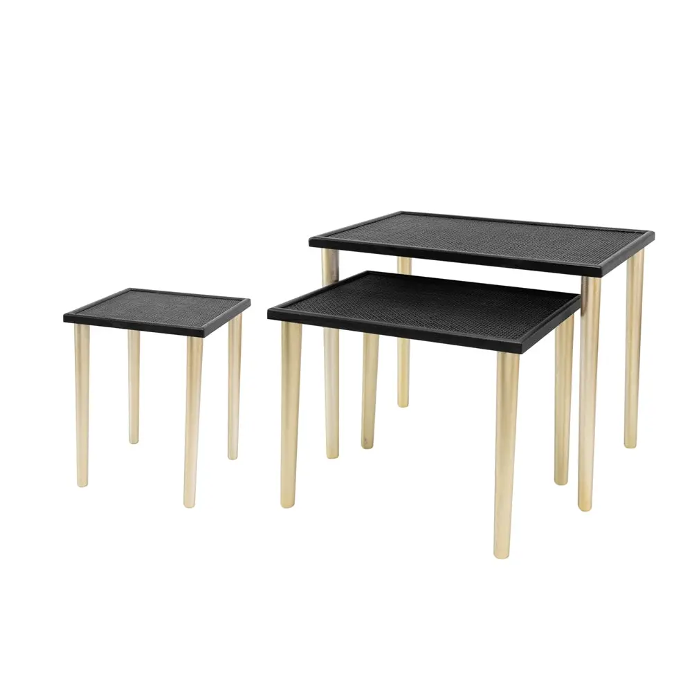 Set 3 Side Tables Black Nesting Tables L25X15 5X21 M20X15X18 5 S14X14X16 5 w2078