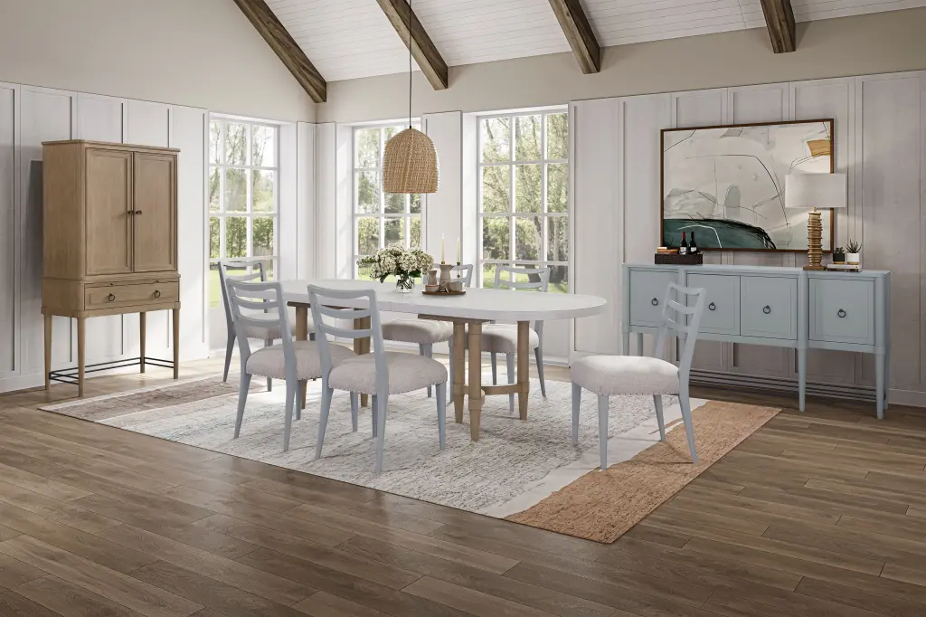 Breakfront Sideboard Ocean Finish Light Blue Solid Wood MDF ihomefurnishings