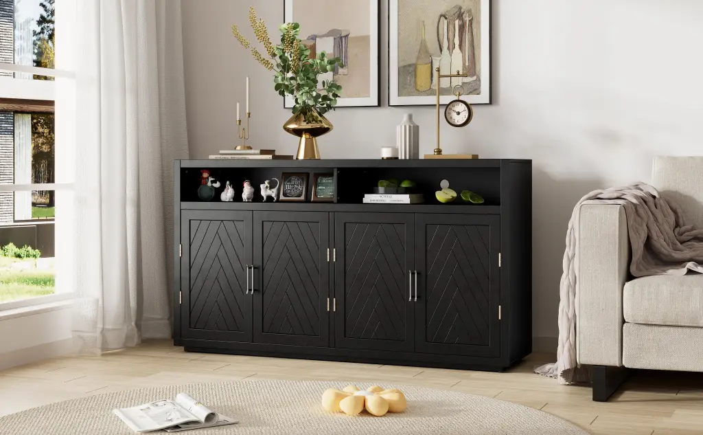 4 Door Timeless Sideboard Open Storage And Adjustable Shelves Perfect Dining Room rnb