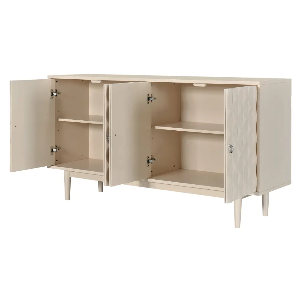 Modern 4 Door Sideboard Convex Pattern Doors and 2 Silver Handles trexm