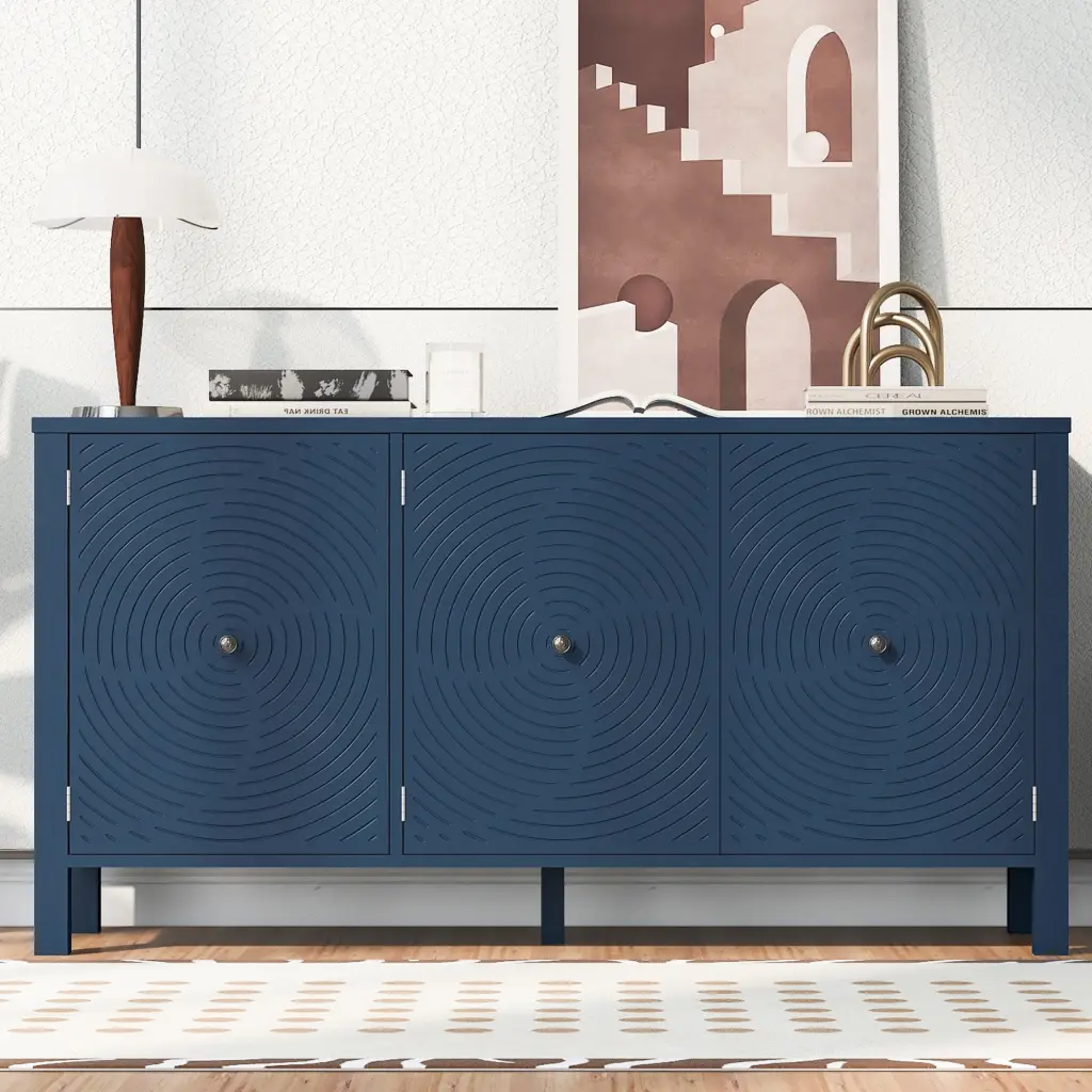 Sideboard Curved Swirl Patterned Doors and Artistic Three Door Design u_style