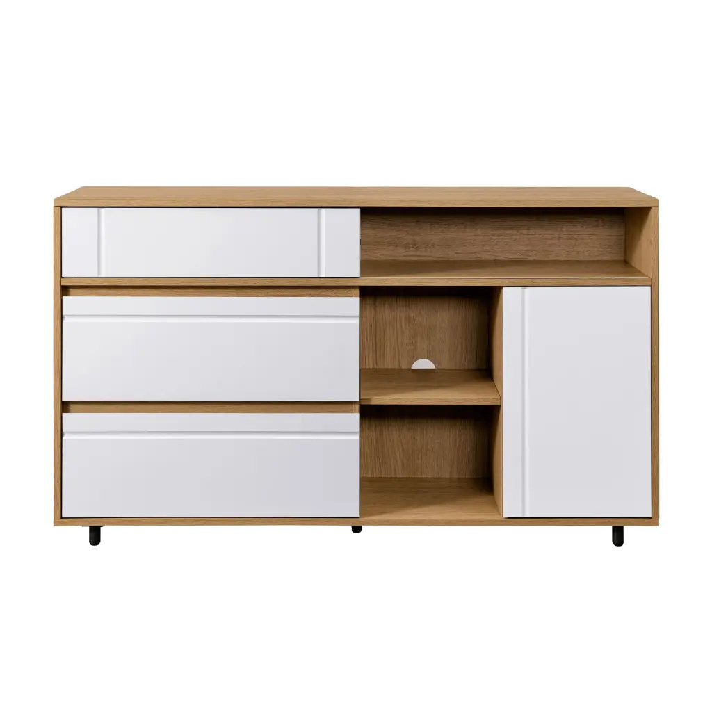 Contemporary Specificationed Door Sideboard Open Storage Coastal Oak Solid walker edison