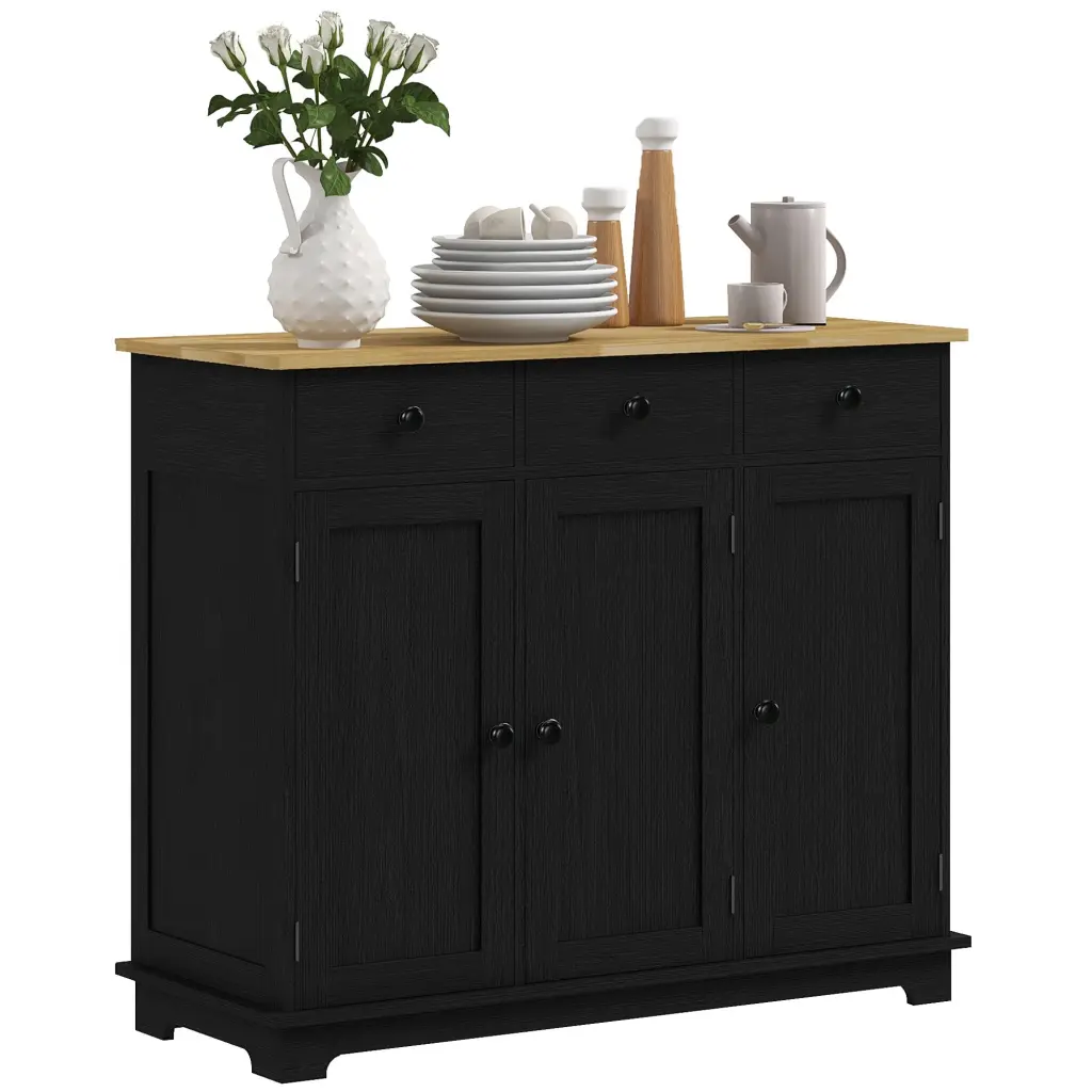 Homcom Sideboard Solid Wood Countertop Modern Kitchen Storage Cabinet aosom business