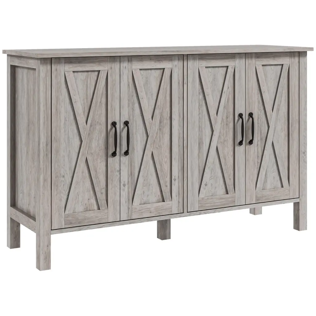 47 Inch Buffet Cabinet 4 Barn Doors and 2 Adjustable Shelves aosom business