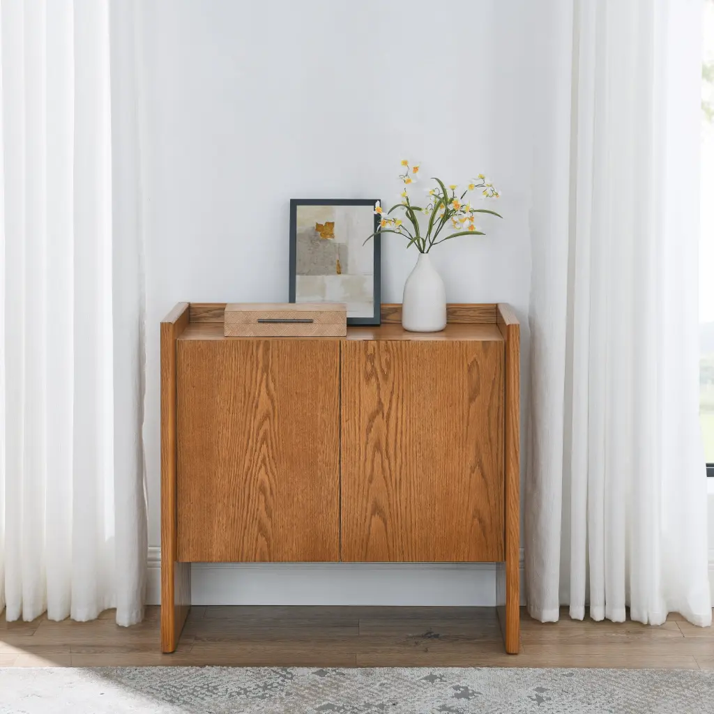 Walnut Colored Sideboard Buffet Cabinet Storage Rustic Furniture Dining Room haiyi furniture