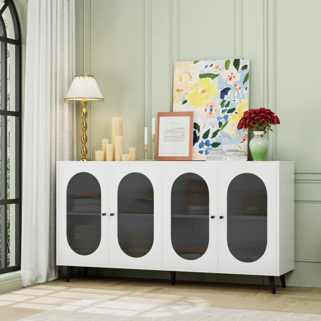 Modern Accent Sideboard Cabinet Acrylic Doors Freestanding Storage Solution hs furniture