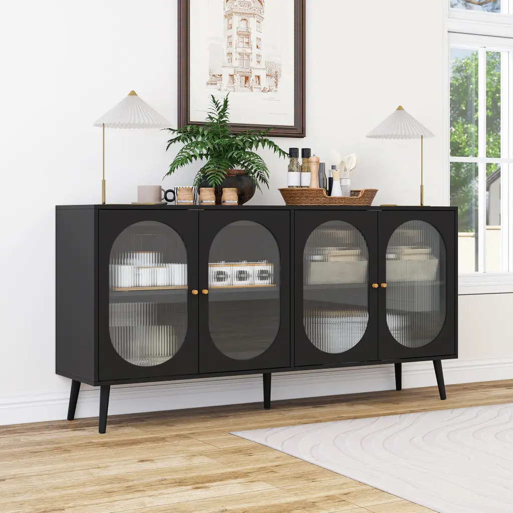 4 Door Sideboard Accent Cabinet Living Room Storage rnb