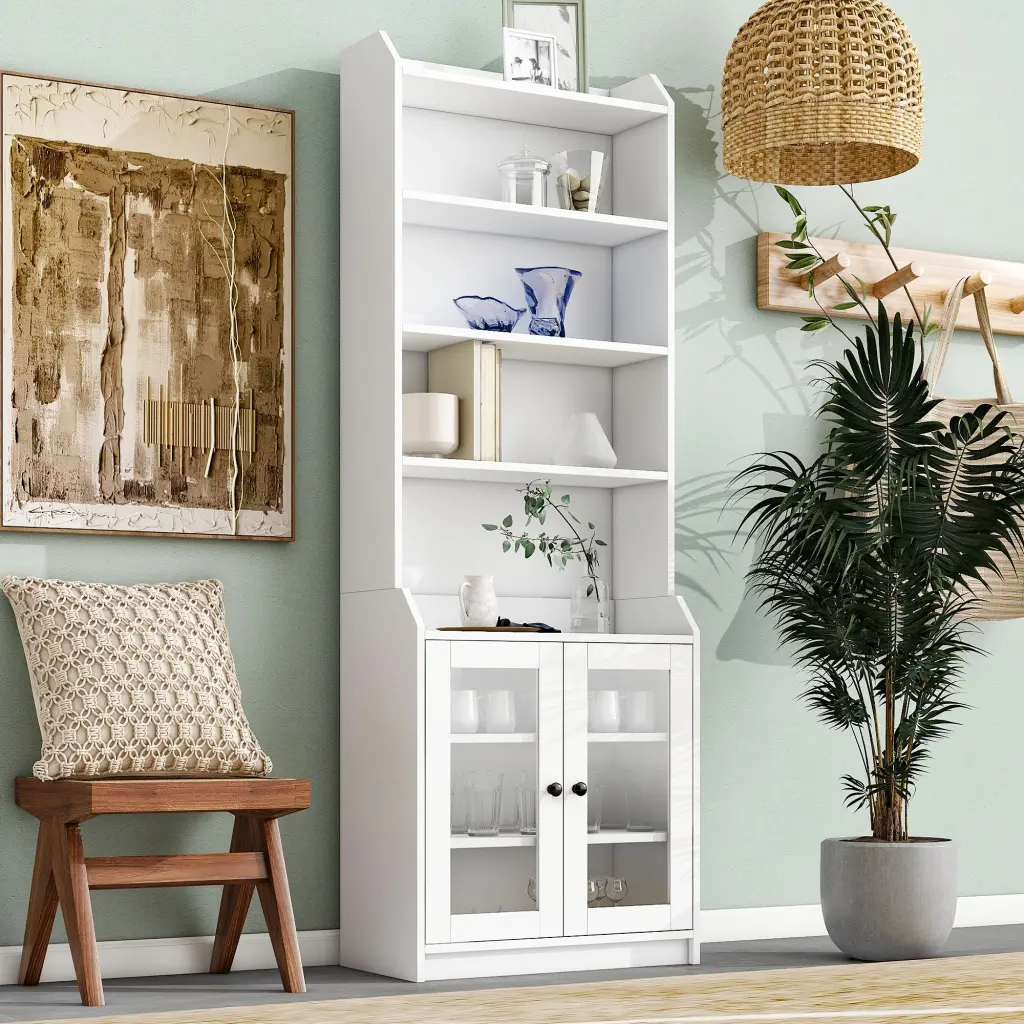 Elegant Tall Cabinet Acrylic Board Door Multi-functional Sideboard rnb
