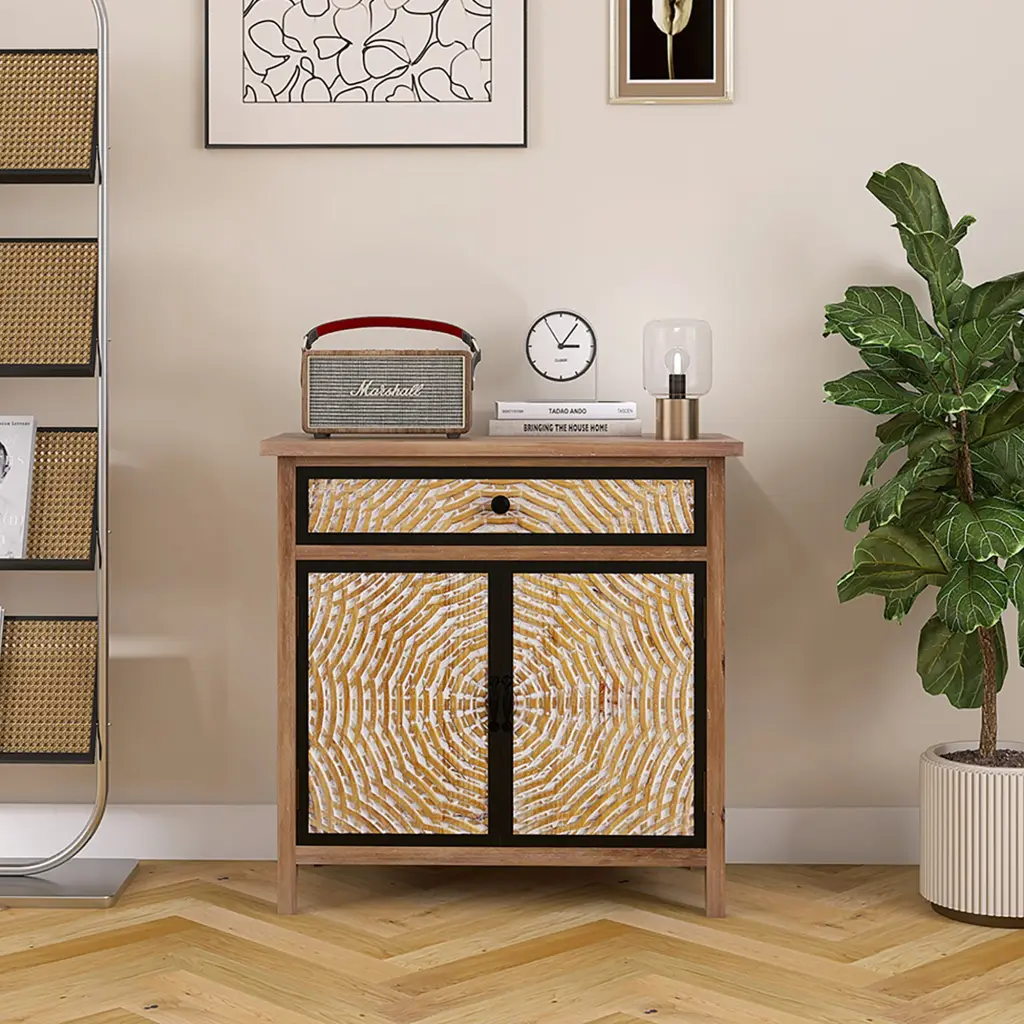 Retro Vintage Storage Cabinet Drawers And Doors Floor Sideboard Living Room rnb