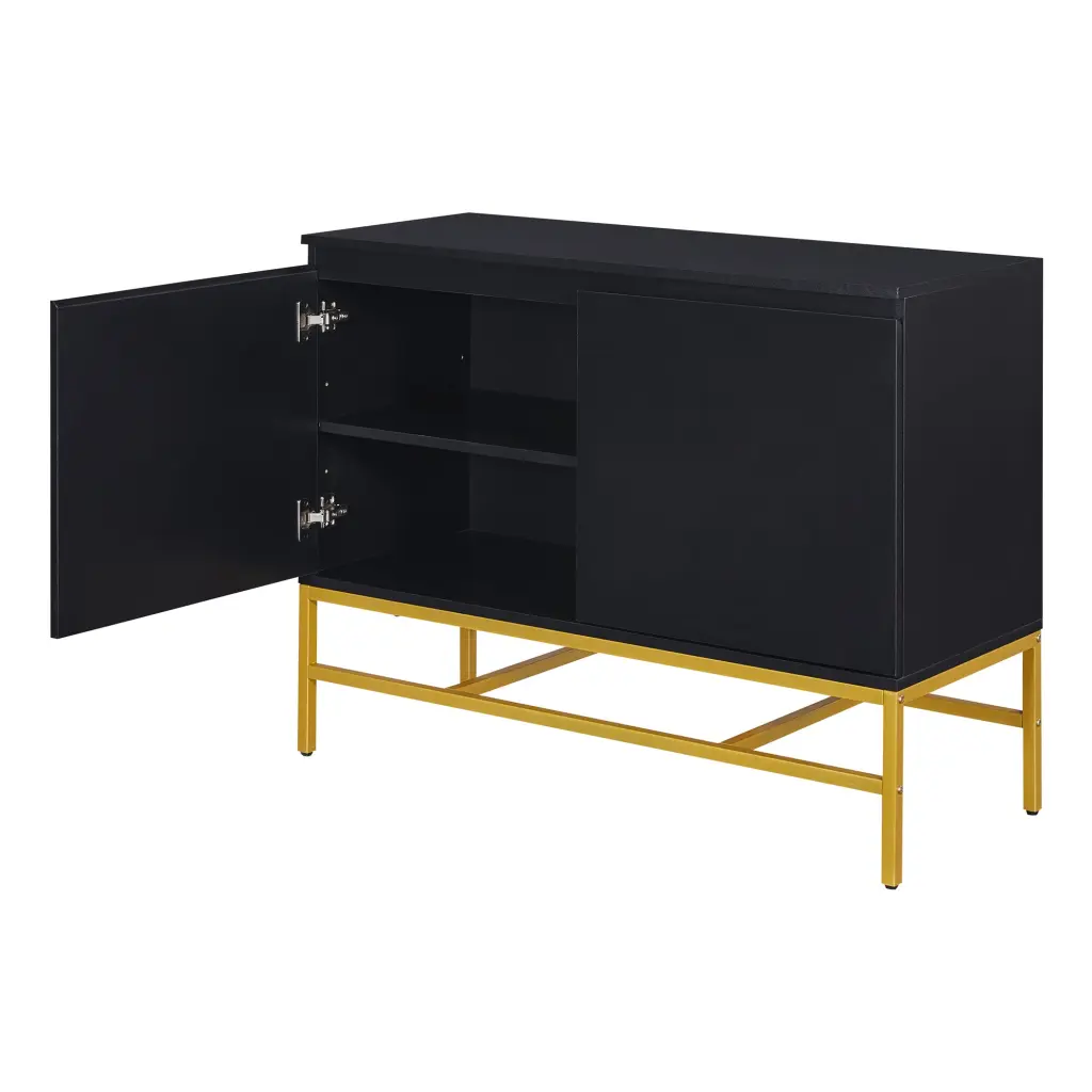 Minimalist Premium Cabinet Two Door Sideboard Gold Metal Legs trexm