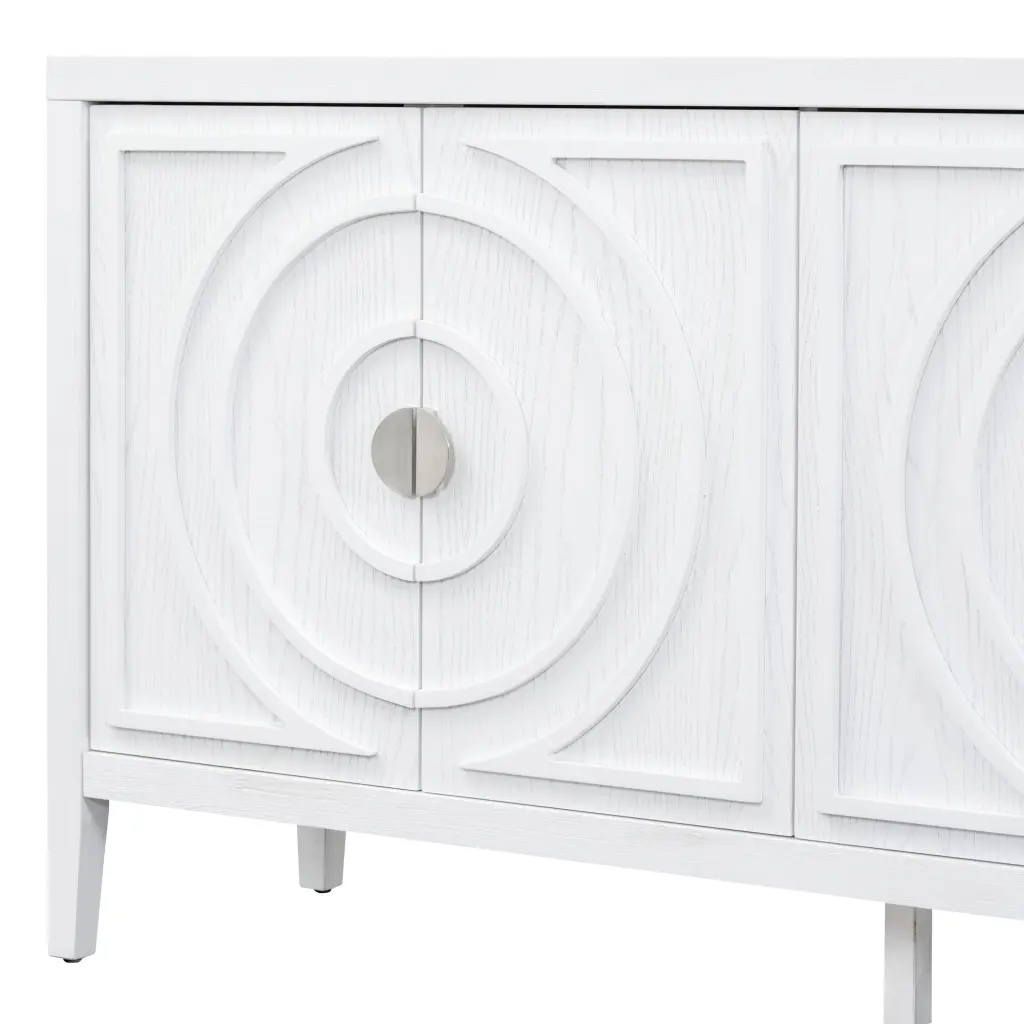Retro Sideboard Door Circular Groove Design Round Metal Handle trexm