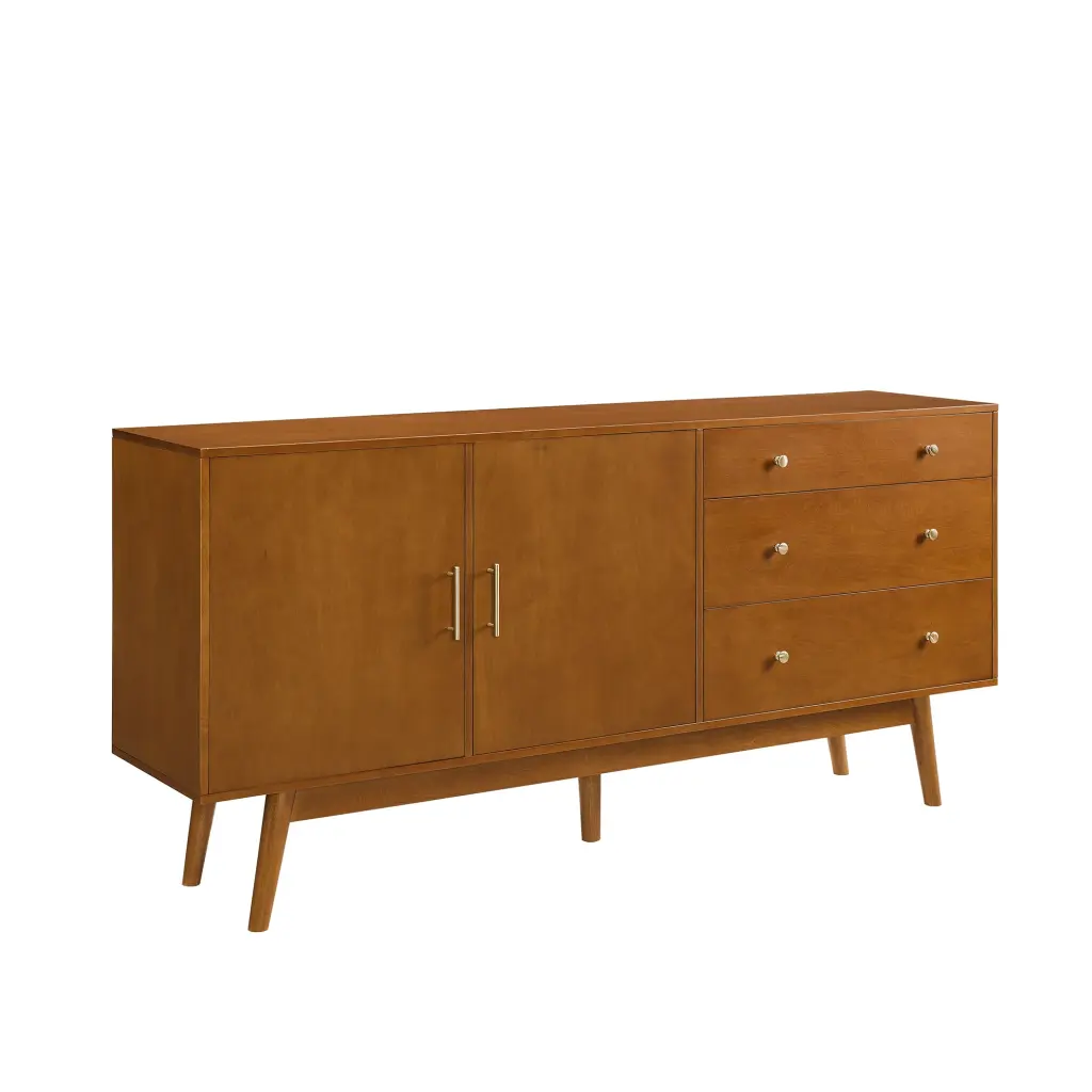 Mid Century Modern Minimalist 2 Door Sideboard Acorn Brown MDF walker edison