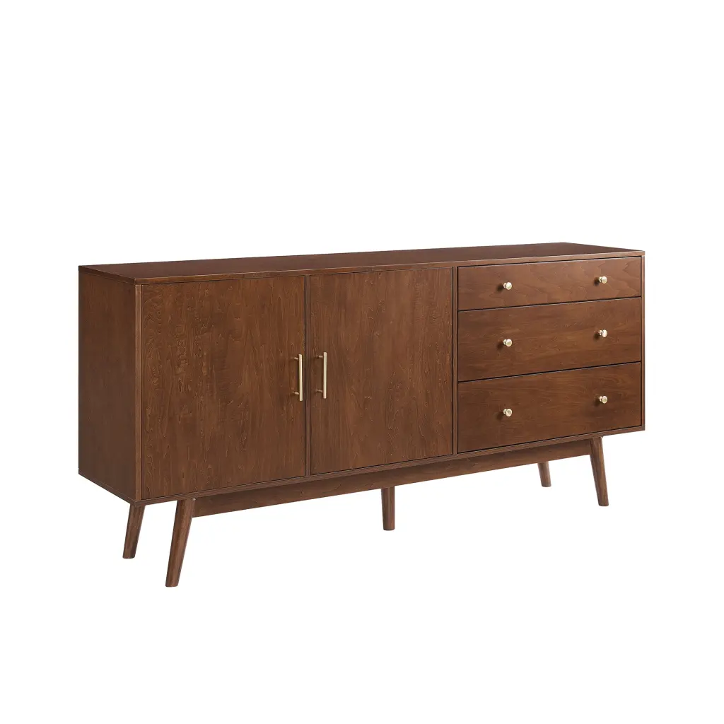 Mid Century Modern Minimalist 2 Door Sideboard Walnut MDF Finish walker edison