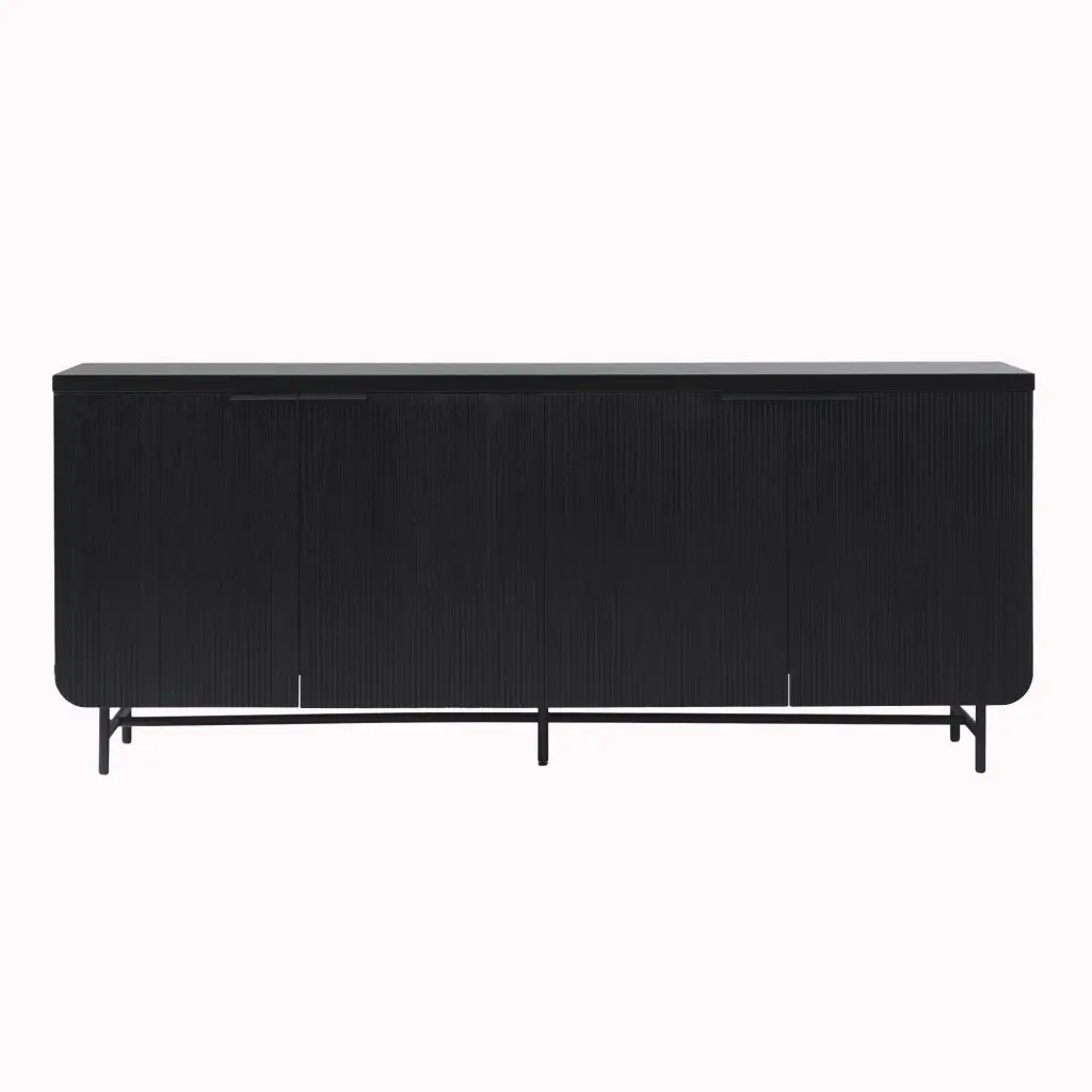 Modern Scandi Fluted Door Sideboard Black MDF walker edison
