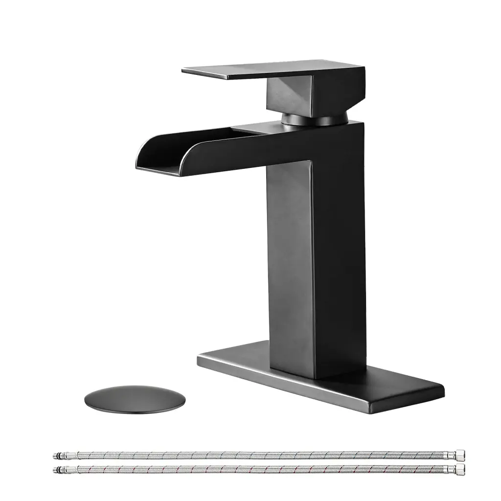 Waterfall Bathroom Faucet Black Single Handle Bathroom Sink Faucets mexile